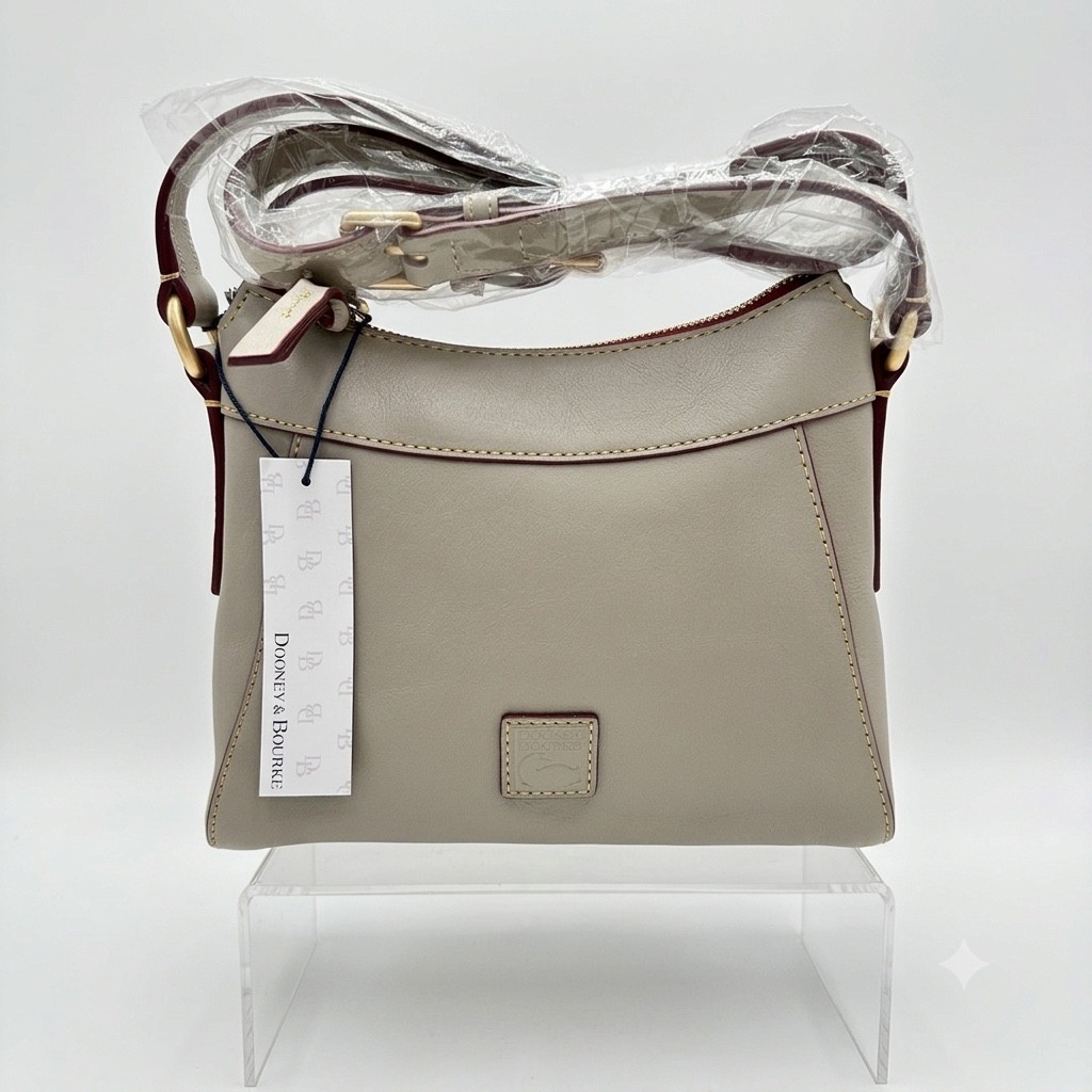 New Dooney & Bourke Small Cassidy Crossbody Light Taupe Florentine Leather